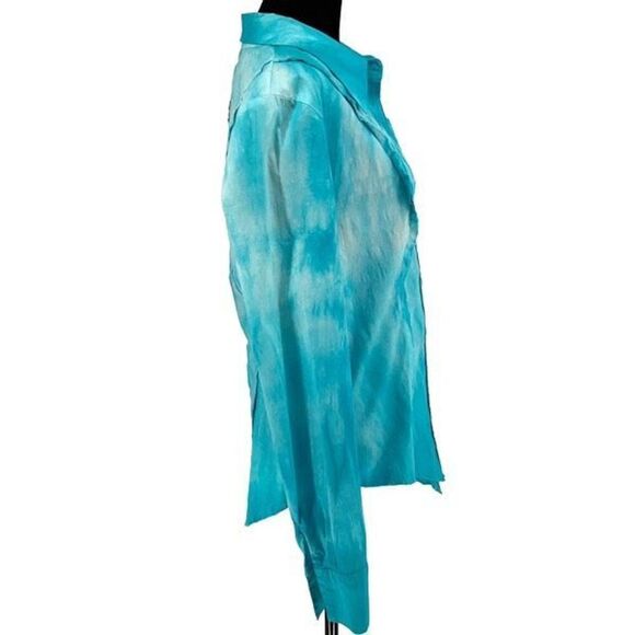 Love Junkie Women’s Tie Dye Button Down Shirt Studded Cross Teal Size Large‎ - Picture 3 of 11